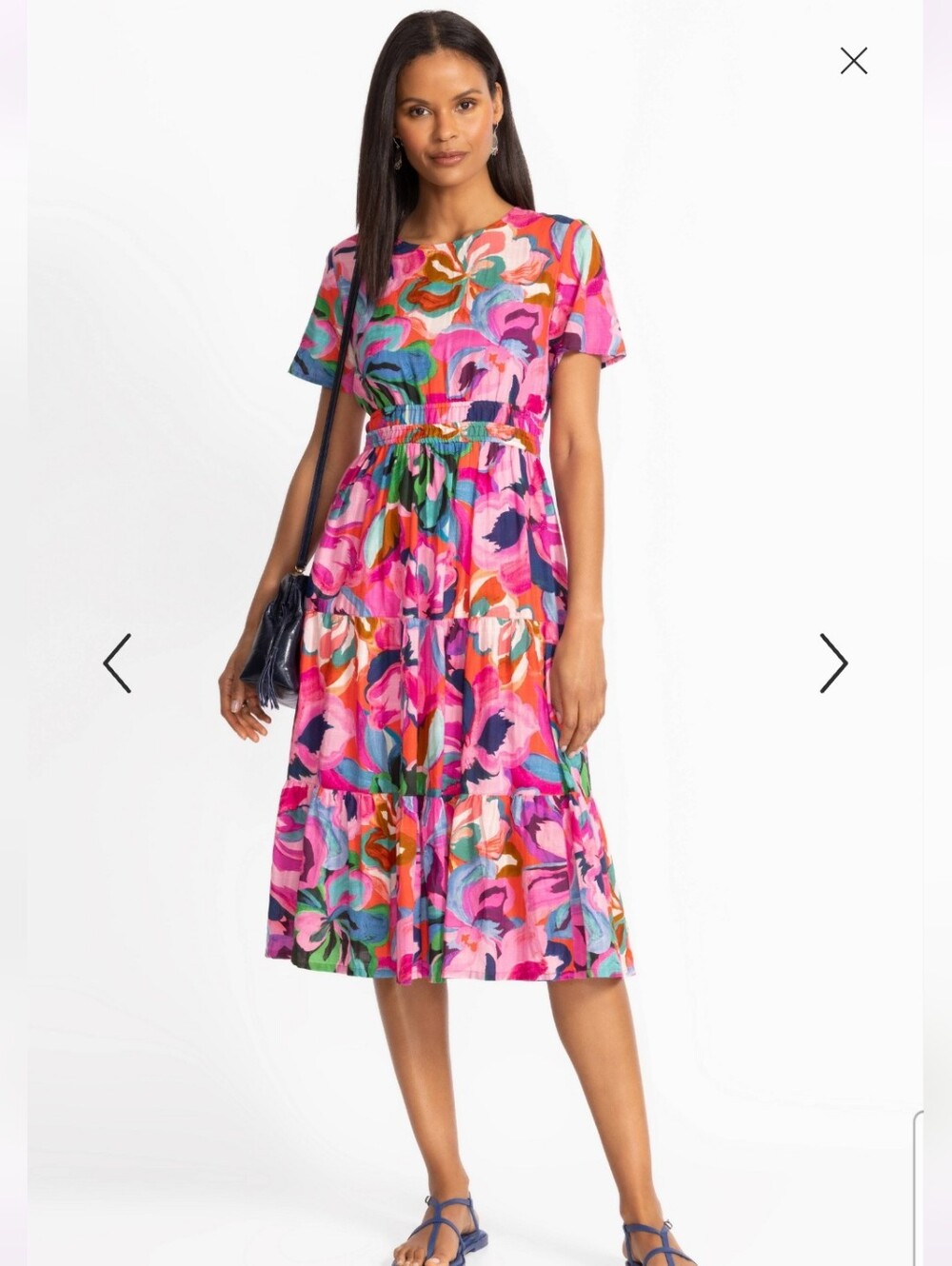 BNWT Johnny Was Smocked Tier Dress M in Ambre
